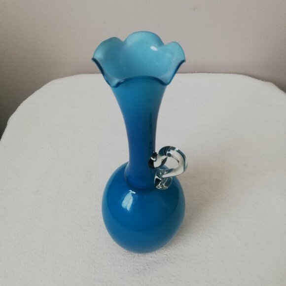 Vintage Blue Opaline Glass Bud Vase - Picture 2 of 4